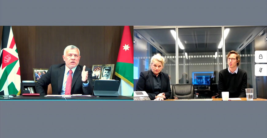 His Majesty King Abdullah speaks during an interview with German magazine Der Spiegel (Photo courtesy of Royal Court)